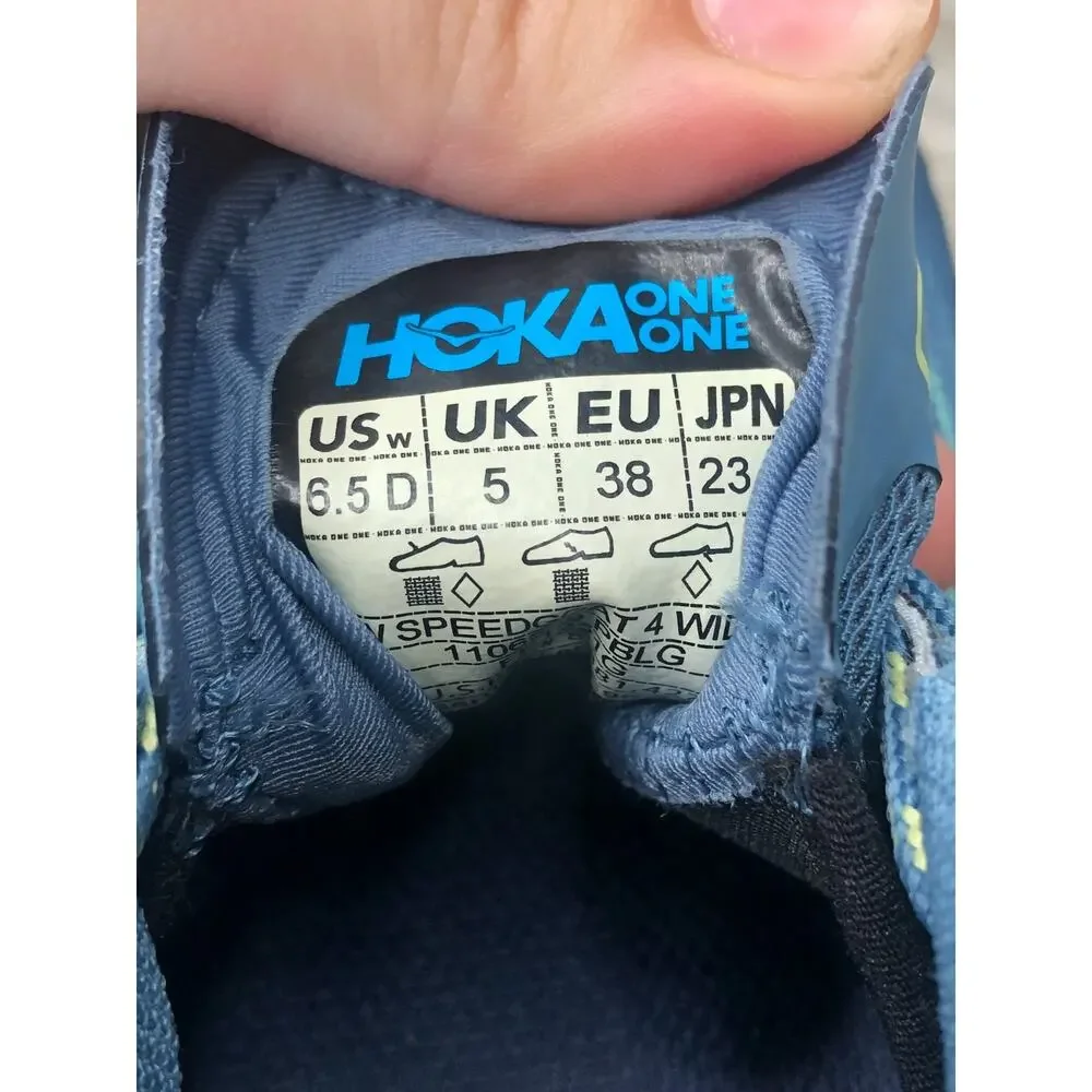 Hoka Shoes Womens 6.5 Speedgoat 4 Trail Running Sneakers Hiking Blue Classic